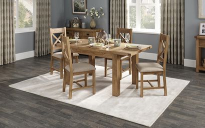 Cruz 1.25m Extending Dining Table & 4 Cross Back Chairs | Cruz Furniture Range | ScS