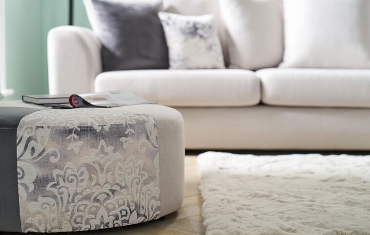 Living Nancy Fabric Circular Footstool Living Nancy Fabric Circular Footstool