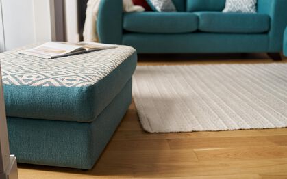 Aspen Fabric Pattern Top Banquette Footstool, LISBON MINK BOZAR HEARTS Aspen Fabric Pattern Top Banquette Footstool | Aspen Sofa Range | ScS