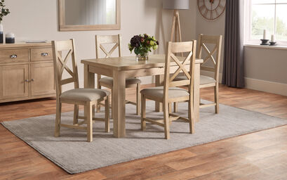 Romeo 1.25m Extending Dining Table & 4 Cross Back Chairs