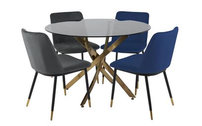 Montero Bistro Dining Table, 2 Grey Chairs & 2 Blue Chairs | Montero Furniture Range | ScS