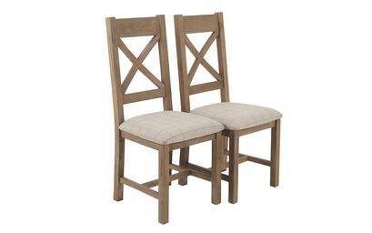 Brooklyn Pair of Natural Check Cross Back Dining Chairs | Brooklyn Furniture Range | ScS