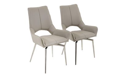 Lisbon Pair of Taupe Swivel Dining Chairs | Lisbon Furniture Range | ScS