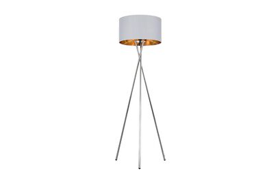 Camden Brushed Tripod Floor Lamp with Grey & Gold Shade | Lighting | ScS
