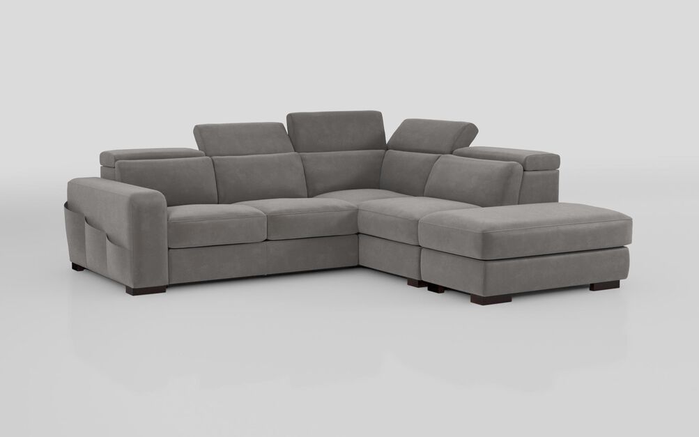 Melizzano 2 Corner 2 Sofa with Sliding Footrest, Right Hand Facing Chaise with Pockets & Ottoman | Melizzano Sofa Range | ScS