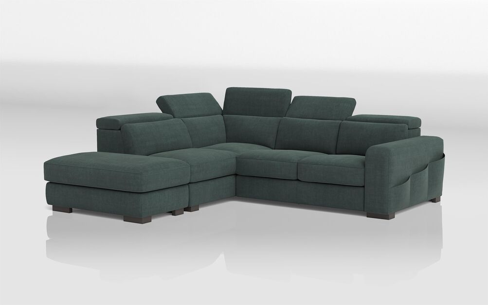 Melizzano 2 Corner 2 Sofa with Sliding Footrest, Left Hand Facing Chaise with Pockets & Ottoman | Melizzano Sofa Range | ScS