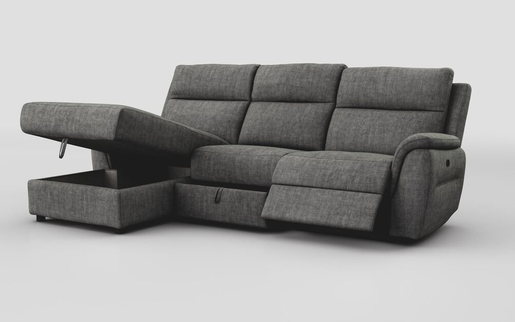 Sogliano 3 Seater Manual Recliner Sofa With Drawer & Left Hand Facing Storage Chaise | Sogliano Sofa Range | ScS