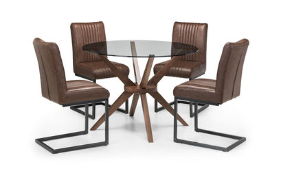 Fulham 1.2m Glass Round Dining Table & 4 Chairs | Fulham Furniture Range | ScS