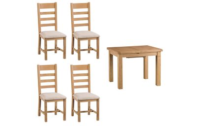 Cruz 1m Extending Dining Table & 4 Ladder Back Chairs | Cruz Furniture Range | ScS
