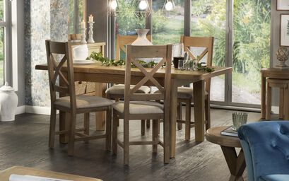 Brooklyn 1.3m Extending Dining Table with 4 Natural Cross Back Chairs | Brooklyn Furniture Range | ScS