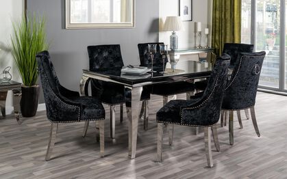 Paris Marble Effect Dining Table 6, Marble Dining Table And 6 Leather Chairs