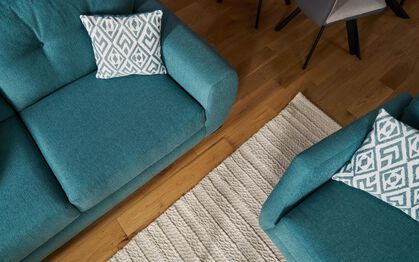 Aspen Fabric Pattern Top Banquette Footstool, LISBON MINK BOZAR HEARTS Aspen Fabric Pattern Top Banquette Footstool | Aspen Sofa Range | ScS