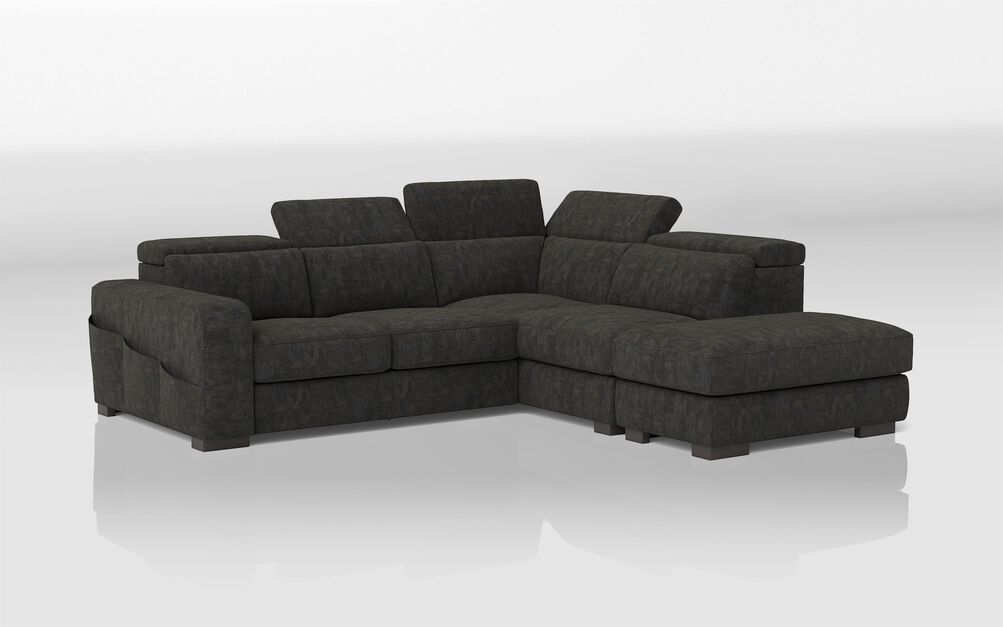 Melizzano 2 Corner 2 Sofa with Sliding Footrest, Right Hand Facing Chaise with Pockets & Ottoman | Melizzano Sofa Range | ScS