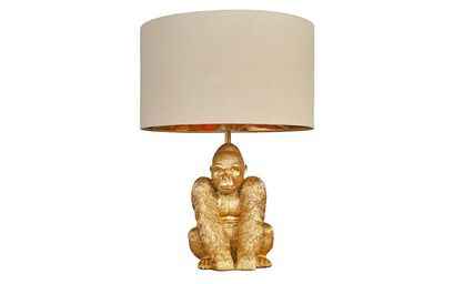 King Gorilla Gold Table Lamp with Beige & Gold Shade | Lighting | ScS