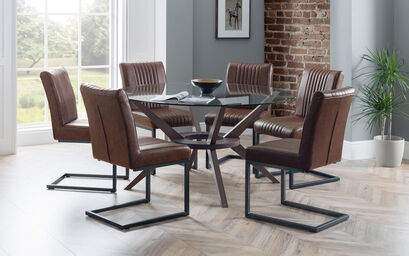 Fulham 1.4m Glass Round Dining Table & 6 Chairs | Fulham Furniture Range | ScS