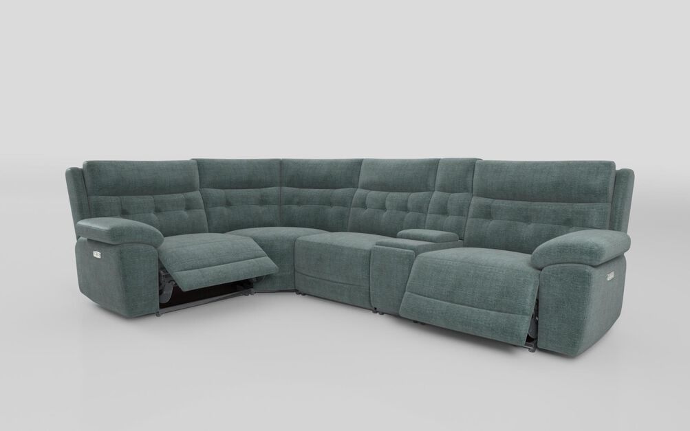 Belford 1 Corner 3 Power Recliner Sofa with Console and Power Head Tilt, DALIA-TURQUOISE-516 Belford 1 Corner 3 Power Recliner Sofa with Console and Power Head Tilt | Belford Sofa Range | ScS