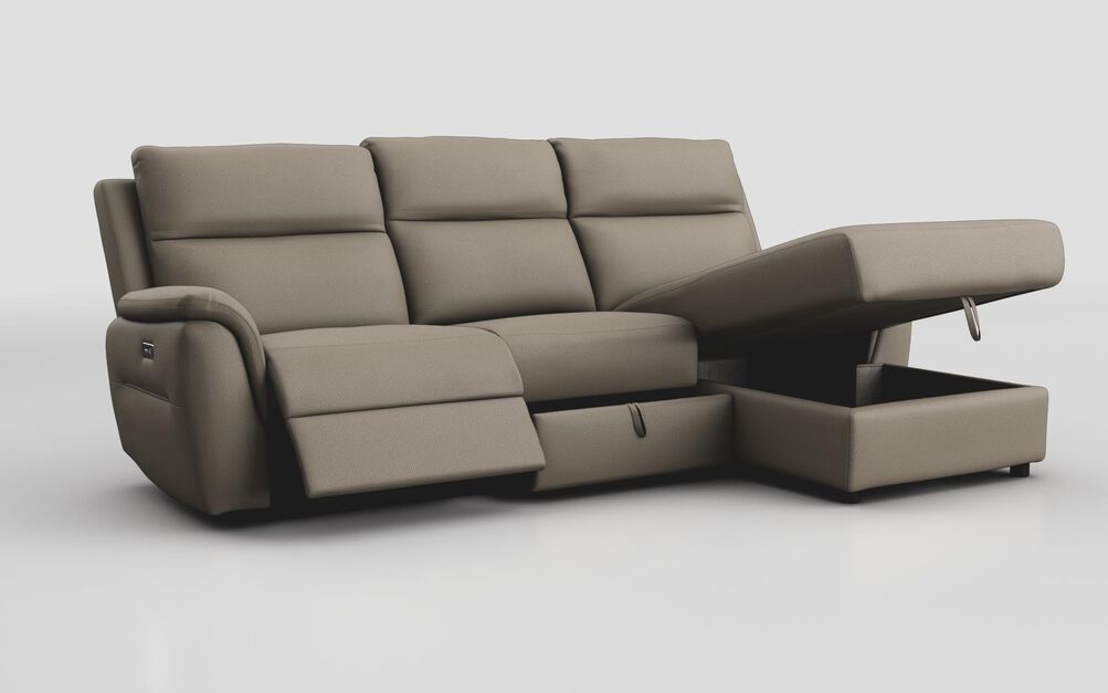 Sogliano 3 Seater Power Recliner Sofa With Drawer & Right Hand Facing Storage Chaise | Sogliano Sofa Range | ScS