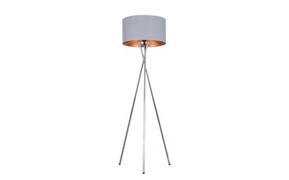 Camden Brushed Tripod Floor Lamp with Grey & Copper Shade | Lighting | ScS