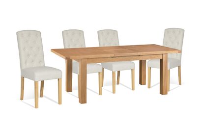 Cruz 1.25m Extending Dining Table & 4 Button Back Chairs