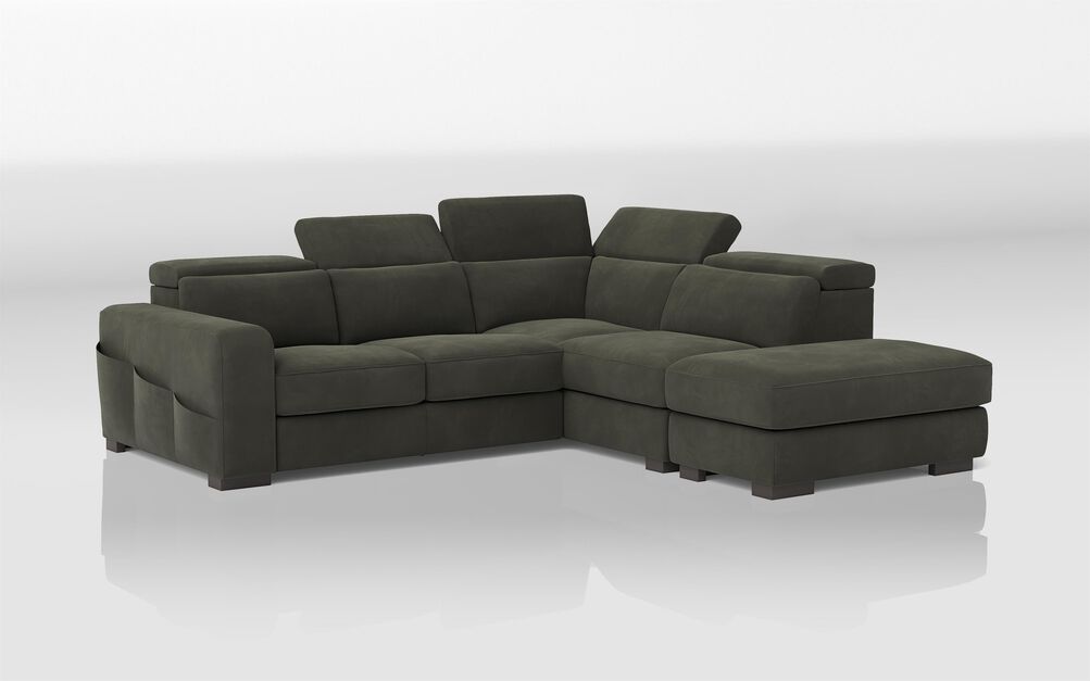 Melizzano 2 Corner 2 Sofa with Sliding Footrest, Right Hand Facing Chaise with Pockets & Ottoman | Melizzano Sofa Range | ScS