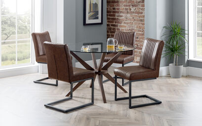 Fulham 1.2m Glass Round Dining Table & 4 Chairs