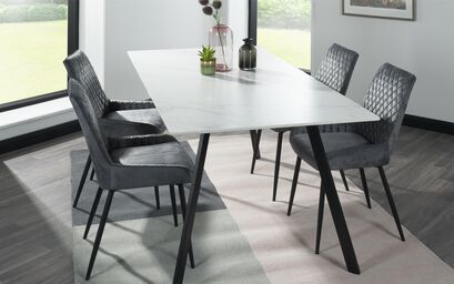 Taylor 1.8m Dining Table & 4 Dark Grey Chairs