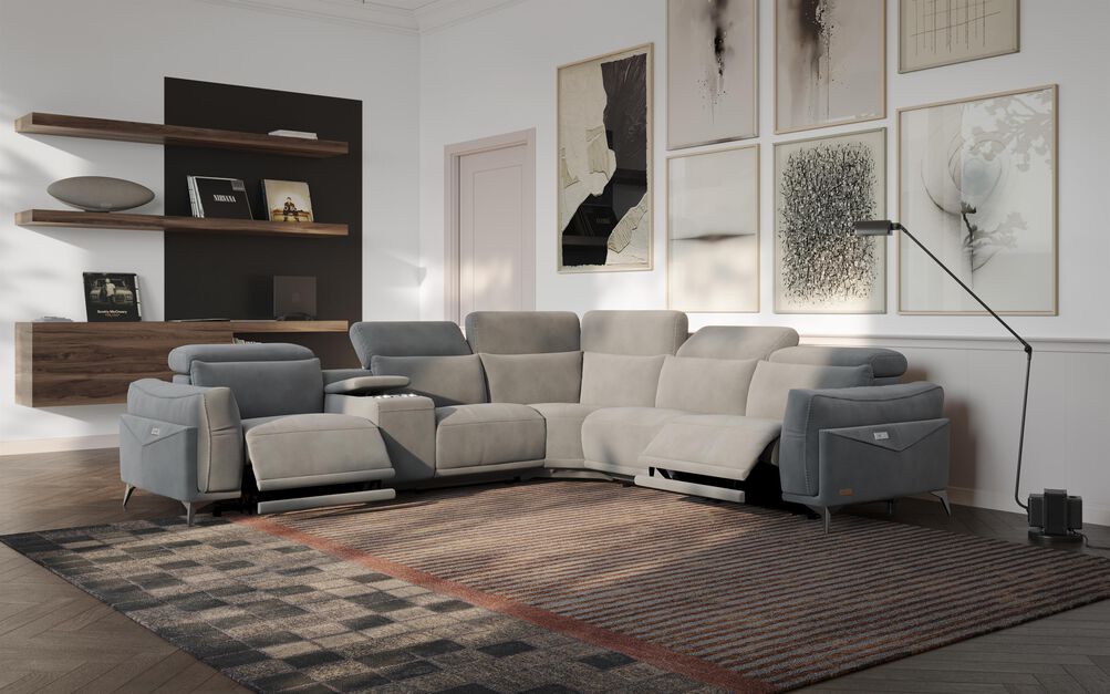 Gattolino 2 Corner 2 Power Recliner Sofa with Manual Headrests & Console | Gattolino Sofa Range | ScS