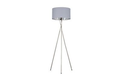Camden Chrome Tripod Floor Lamp with Grey & Chrome Shade | Lighting | ScS