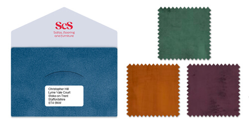 Fabric samples and envelope image