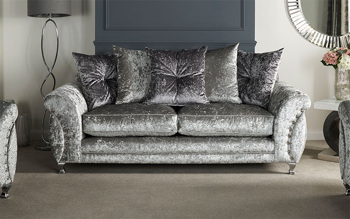 Velvet Sofas Crushed For, Grey Crushed Velvet Corner Sofa Bed