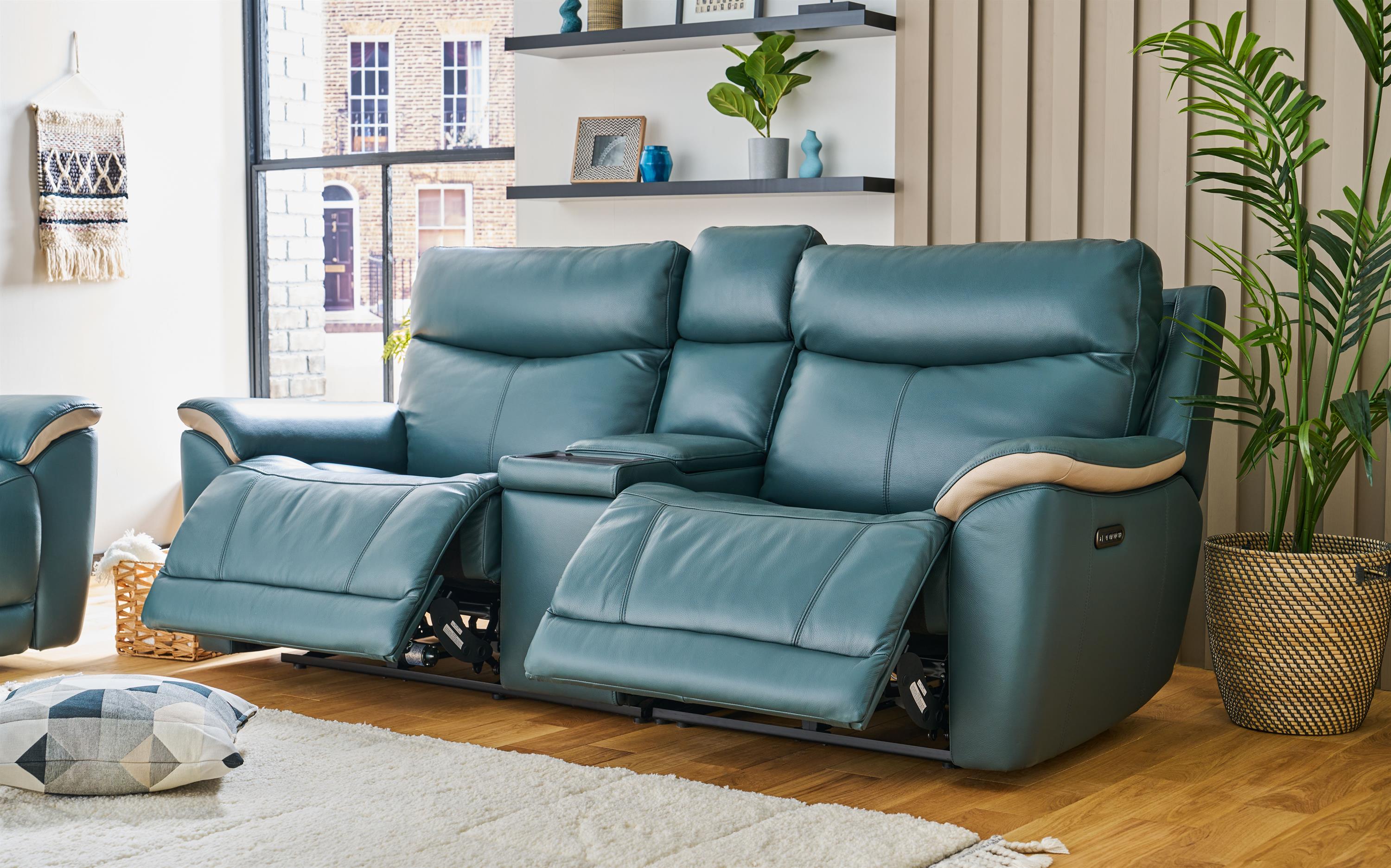 Living Ethan 3 Seater Power Recliner Sofa with Console & Head Tilt