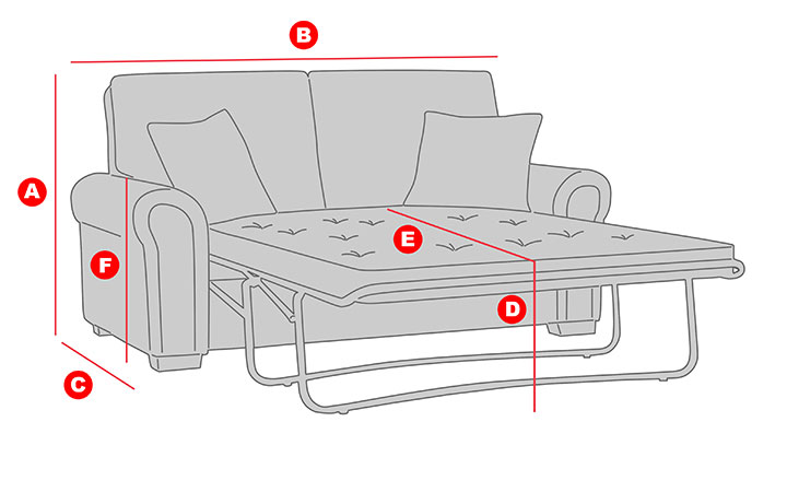 width of double sofa bed